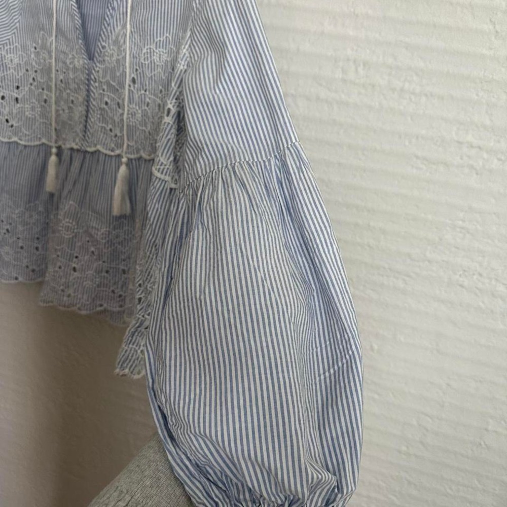 100% Cotton Cece Eyelet Puff Sleeve Blouse Size‎ Small - Picture 3 of 7